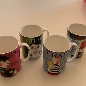 KATE SPADE FOUR MAKE HEADLINES, CHARM SERIES COFFEE/TEA MUGS BY LENOX NEW W TAGS